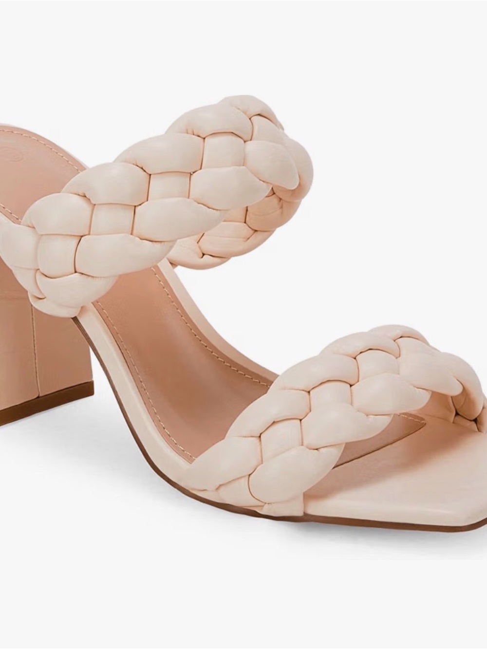 Braided Strap Block Heel Sandal - Peachy Beige Size 7